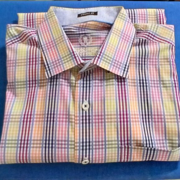 Bugatchi Uomo Classic Fit Multicolor Check Dress Shirt – Size M - Picture 12 of 12